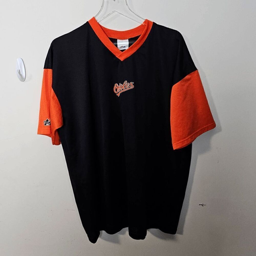 Vintage Majestic Baltimore Orioles Moisture Wick Jersey Shirt Mens Black/Orange